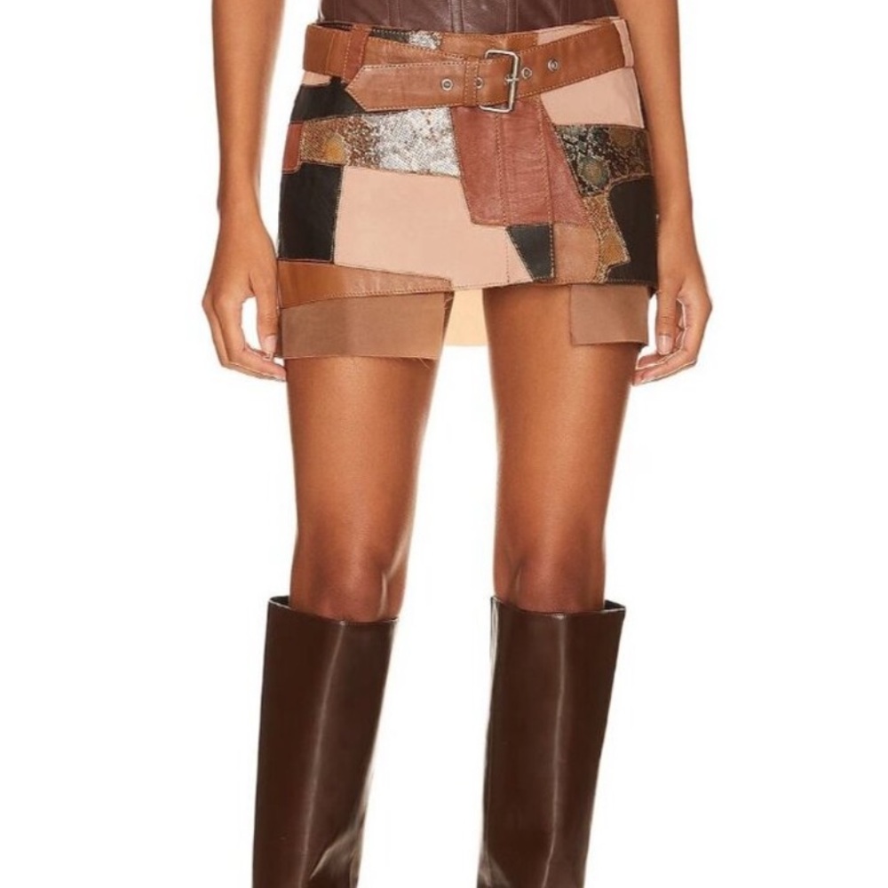 Understated Leather Vixen Patchwork Mini Skirt